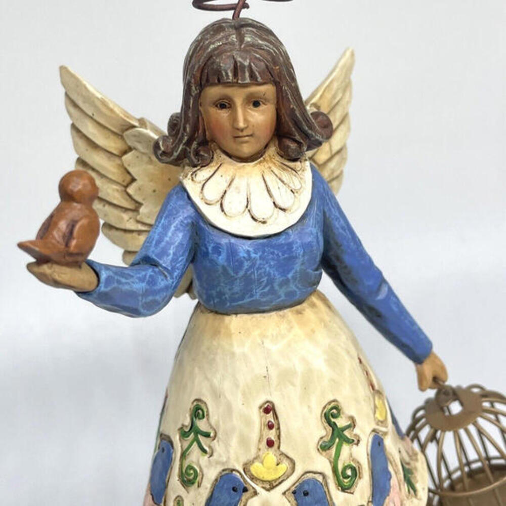 Jim‎ Shore Angel Holding Bird and Bird Cage Figurine 7" Heartwood Creek NWT